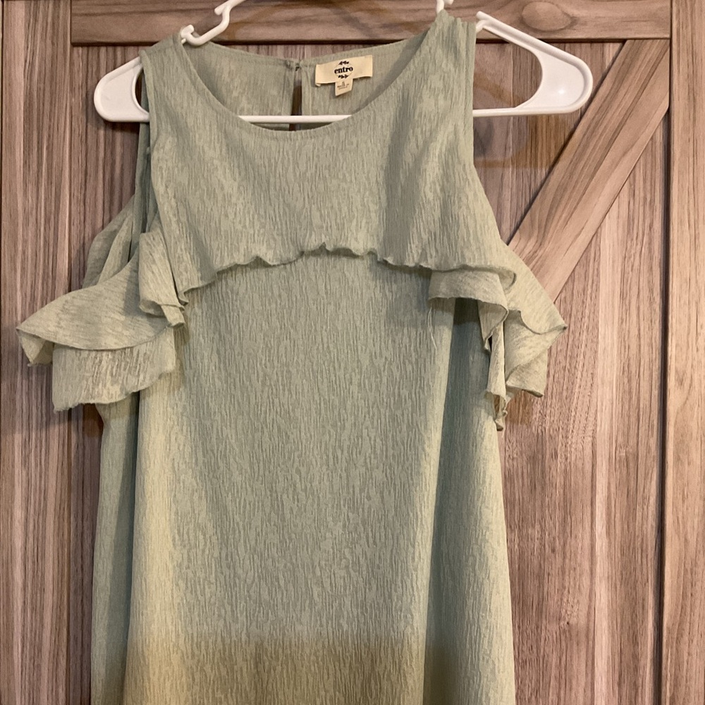 Entro Light Green Ruffle Blouse